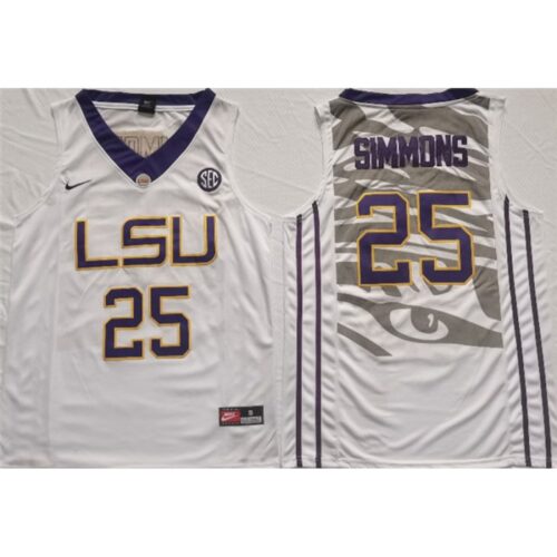 6861d6750c686_1 Men's LSU Tigers #25 Ben Simmons White Stitched Jersey