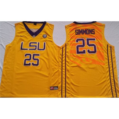 6861d6785f141_1 Men's LSU Tigers #25 Ben Simmons Yellow Stitched Jersey