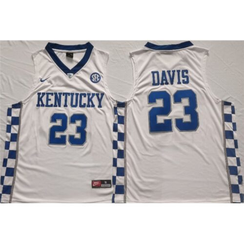 6861d6aedde8b_1 Men's Kentucky Wildcats #23 Anthony Davis White Stitched Jersey