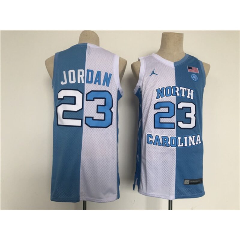 6861d6cf46dab_1 Men's North Carolina Tar Heels #23 Michael Jordan Blue/White Split Stitched Jersey