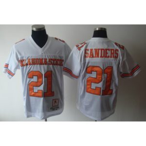 6861d702b3c81_1 Cowboys #21 Barry Sanders White Throwback Stitched NCAA Jersey