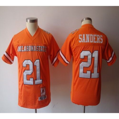 6861d705d591c_1 Cowboys #21 Barry Sanders Orange Throwback Stitched Youth NCAA Jersey