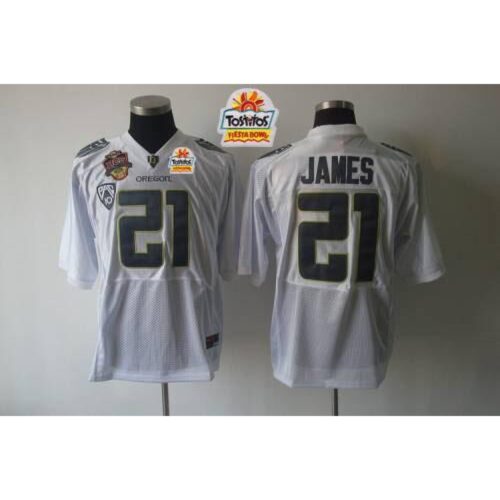 6861d729487ec_1 Ducks #21 LaMichael James White Tostitos Fiesta Bowl Stitched NCAA Jersey