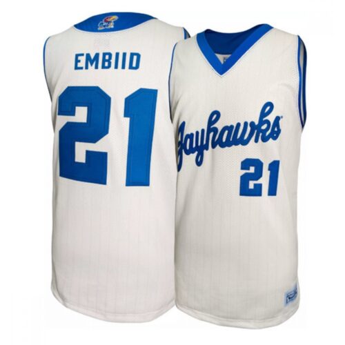 6861d78fd750c_1 Men's Kansas Jayhawks #21 Joel Embiid White Basketball Stitched Jersey
