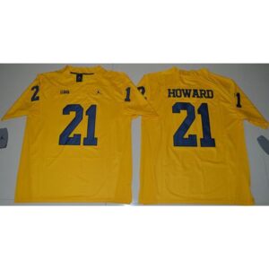 6861d7a1606f1_1 Wolverines #21 Desmond Howard Gold Limited Stitched NCAA Jersey
