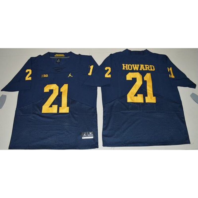 6861d7a48d9b1_1 Wolverines #21 Desmond Howard Navy Blue Elite Stitched NCAA Jersey