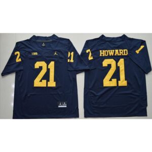 6861d7a7e0f60_1 Wolverines #21 Desmond Howard Navy Blue Stitched NCAA Jersey
