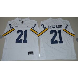 6861d7aeb8b94_1 Wolverines #21 Desmond Howard White Stitched NCAA Jersey