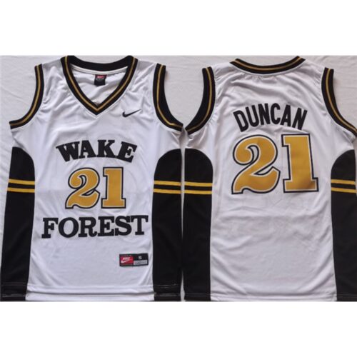 6861d7ea30365_1 Demon Deacons #21 Tim Duncan White Stitched NCAA Jersey