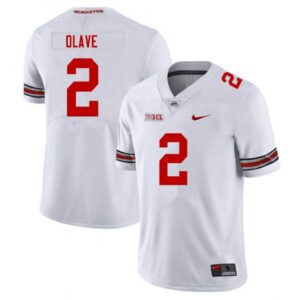 6861d803685e3_1 Men's Ohio State Buckeyes #2 Chris Olave White Stitched Jersey