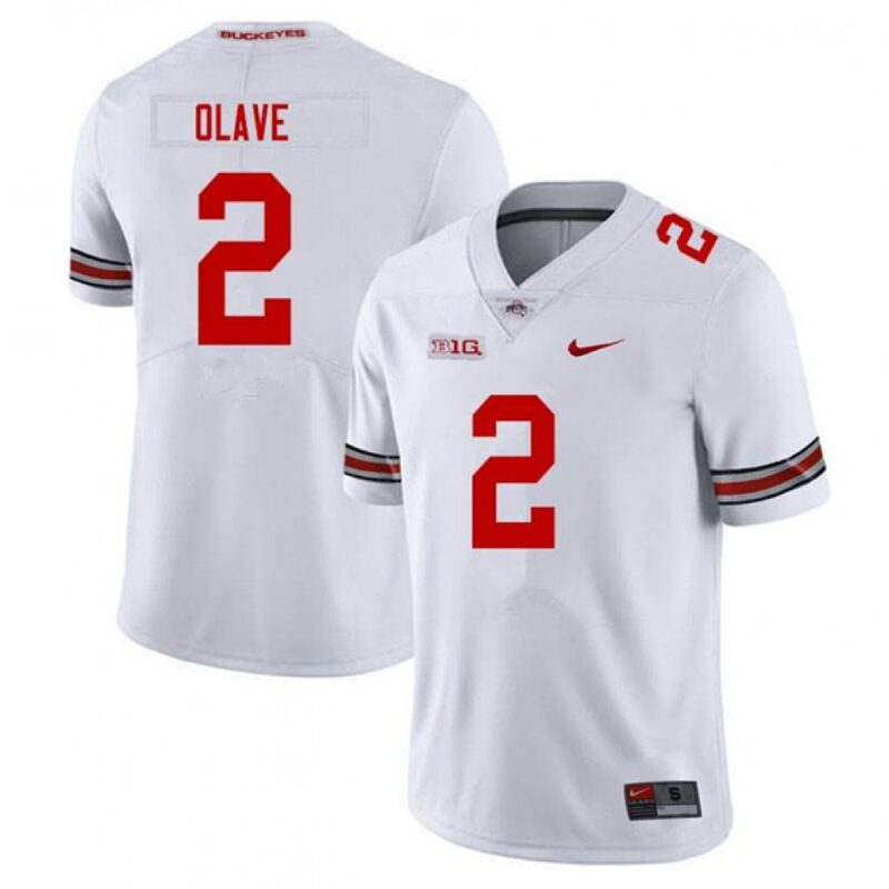 6861d803685e3_1 Men's Ohio State Buckeyes #2 Chris Olave White Stitched Jersey