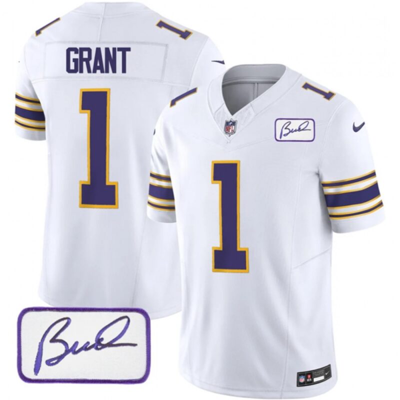 6861d803c8116_1 Men's Minnesota Vikings #1 Bud Grant White 2023 F.U.S.E. Bud Grant patch Vapor Limited Stitched Jersey