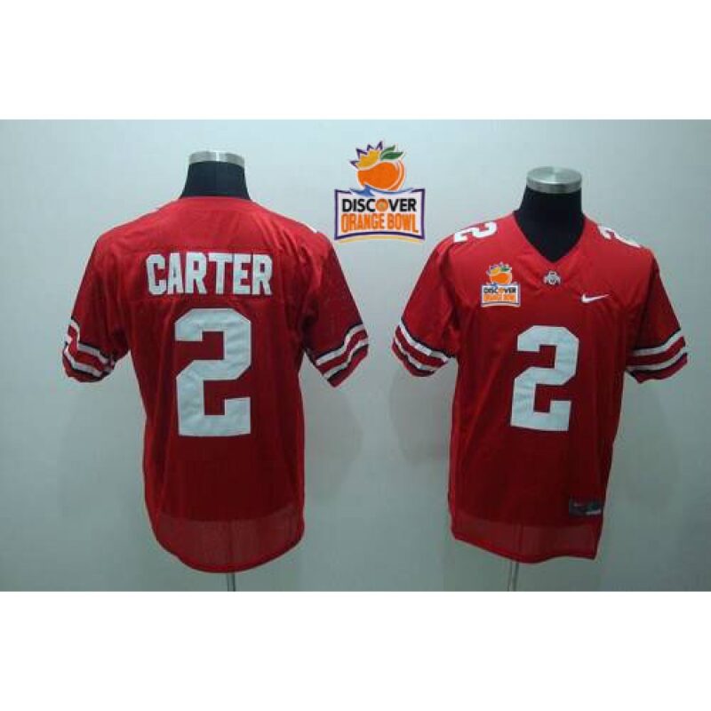 6861d80a0f8f9_1 Buckeyes #2 Cris Carter Red 2014 Discover Orange Bowl Patch Stitched NCAA Jersey