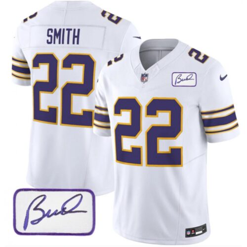 6861d815d4411_1 Men's Minnesota Vikings #22 Harrison Smith White 2023 F.U.S.E. Bud Grant patch Vapor Limited Stitched Jersey