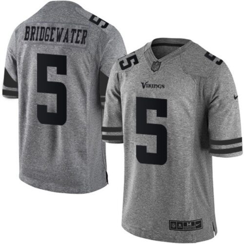 6861d825a5cf7_1 Vikings #5 Teddy Bridgewater Gray Men's Stitched NFL Limited Gridiron Gray Jersey