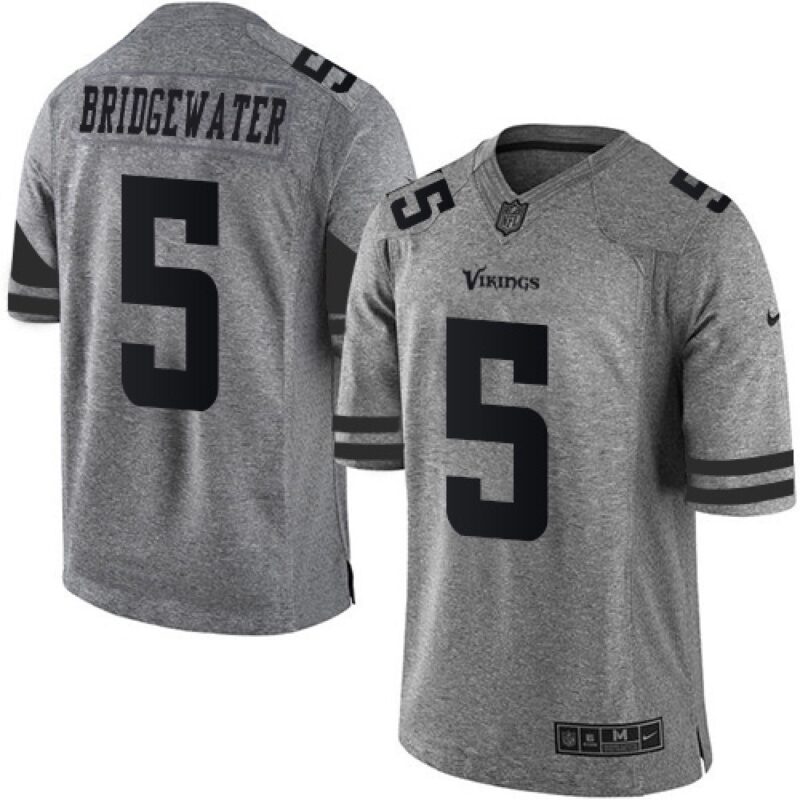 6861d825a5cf7_1 Vikings #5 Teddy Bridgewater Gray Men's Stitched NFL Limited Gridiron Gray Jersey