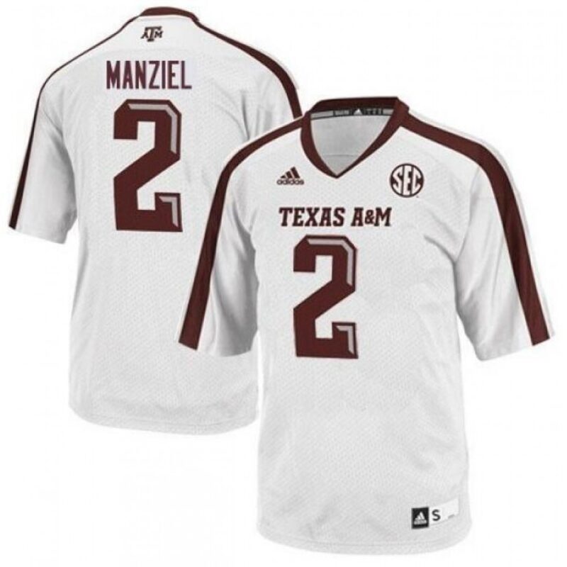 6861d85f7c7b3_1 Men's Texas A&M Aggies Lions #2 Johnny Manziel White Stitched Football Jersey