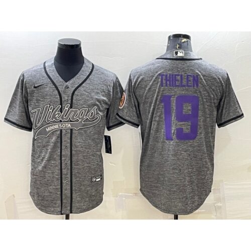 6861d867a7a81_1 Men's Minnesota Vikings #19 Adam Thielen Grey With Patch Cool Base Stitched Baseball Jersey
