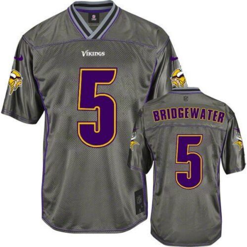 6861d88450f29_1 Vikings #5 Teddy Bridgewater Grey Men's Stitched NFL Elite Vapor Jersey