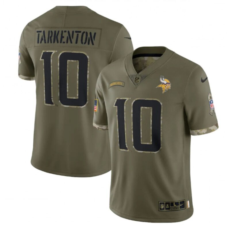6861d88b0e826_1 Men's Minnesota Vikings #10 Fran Tarkenton Olive 2022 Salute To Service Limited Stitched Jersey