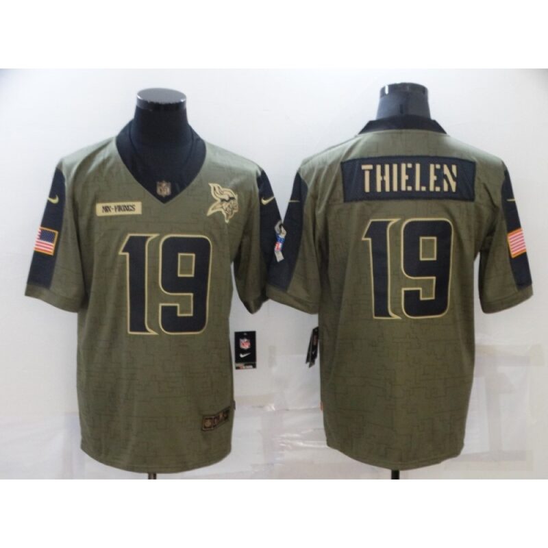 6861d8a70ba0d_1 Men's Minnesota Vikings #19 Adam Thielen 2021 Olive Salute To Service Limited Stitched Jersey