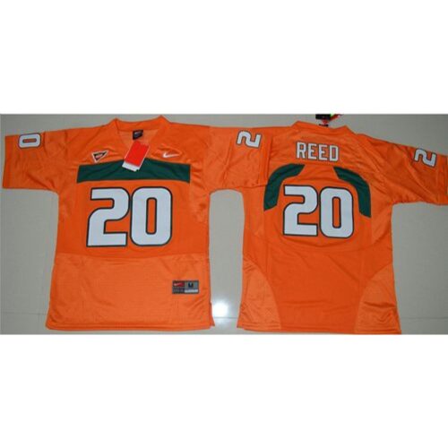 6861d8b525737_1 Hurricanes #20 Ed Reed Orange Stitched Youth NCAA Jersey