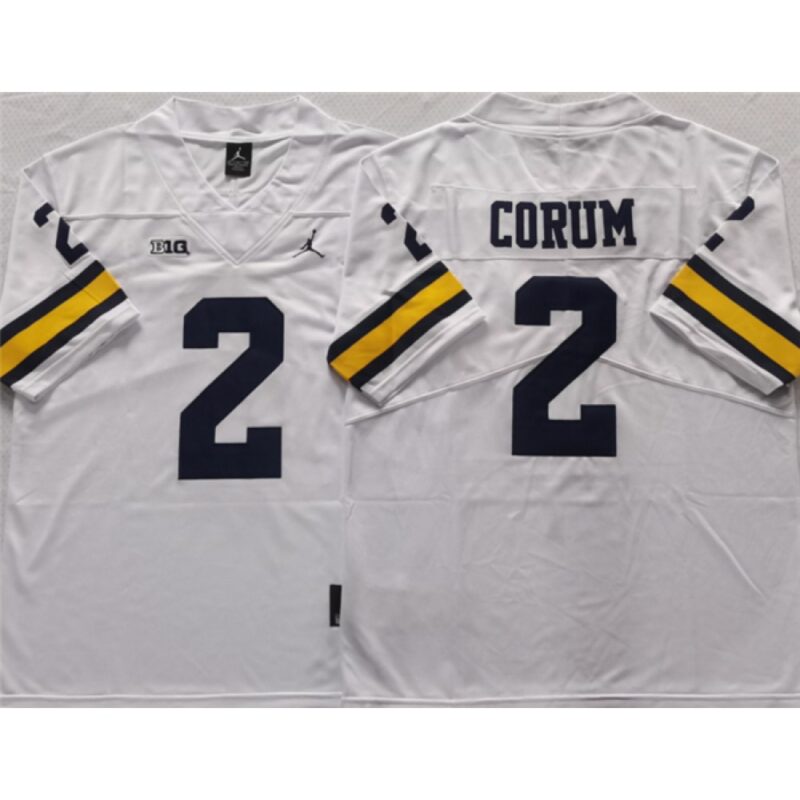 6861d8c0ccf35_1 Men's Michigan Wolverines #2 CORUM White Stitched Jersey