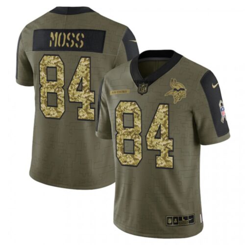 6861d8c1655bc_1 Men's Minnesota Vikings #84 Randy Moss 2021 Olive Camo Salute To Service Limited Stitched Jersey