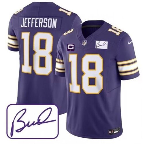 6861d8efe9ef7_1 Men's Minnesota Vikings #18 Justin Jefferson Purple 2023 F.U.S.E. Bud Grant patch With C Patch Limited Stitched Jersey