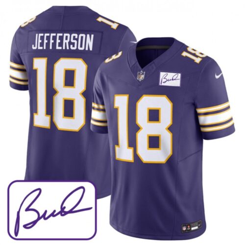 6861d8f6bf89a_1 Men's Minnesota Vikings #18 Justin Jefferson Purple 2023 F.U.S.E. Bud Grant patch Limited Stitched Jersey