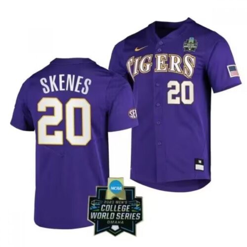 6861d8fb174ca_1 Men's LSU Tigers #20 Paul Skenes Purple Stitched Baseball Jersey