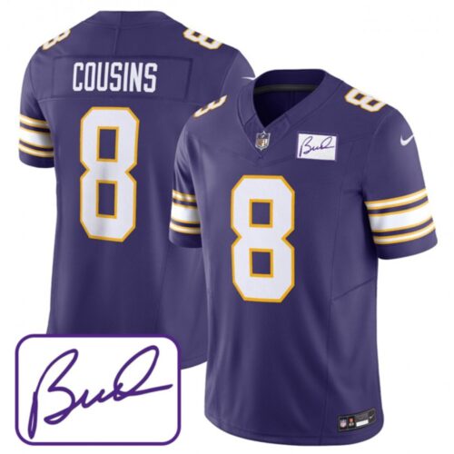 6861d918d158b_1 Men's Minnesota Vikings #8 Kirk Cousins Purple 2023 F.U.S.E. Bud Grant patch Limited Stitched Jersey