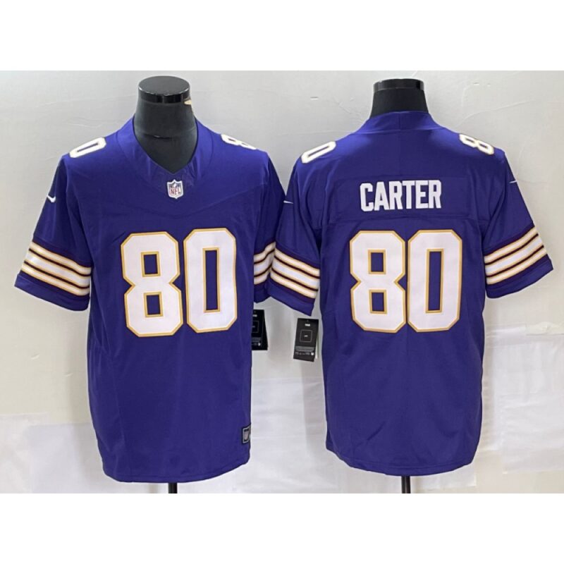 6861d91d1f33c_1 Men's Minnesota Vikings #80 Cris Carter Purple 2023 F.U.S.E. Vapor Untouchable Limited Stitched Jersey
