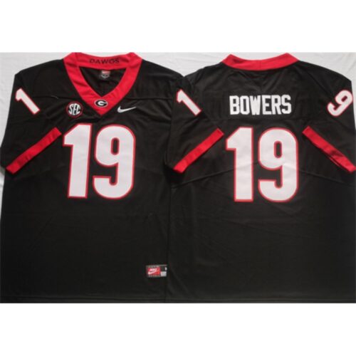 6861d92884b3b_1 Men's Georgia Bulldogs #19 Brock Bowers Black College Football Stitched Jersey