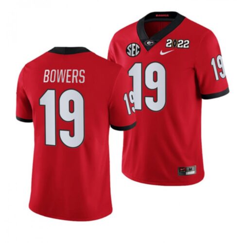 6861d93a2b8fe_1 Men's Georgia Bulldogs #19 Brock Bowers 2022 Patch Red College Football Stitched Jersey