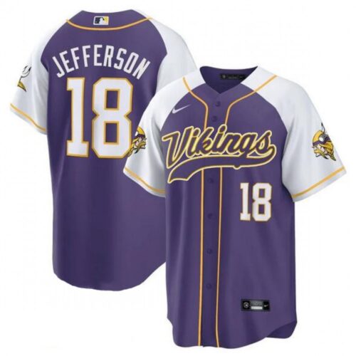6861d93fa3b90_1 Men's Minnesota Vikings #18 Justin Jefferson Purple/White Cool Base Stitched Baseball Jersey