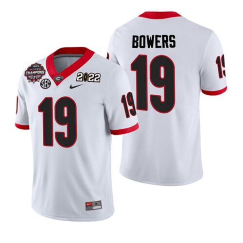 6861d9413f2af_1 Men's Georgia Bulldogs #19 Brock Bowers 2021/22 CFP National Champions White College Football Stitched Jersey