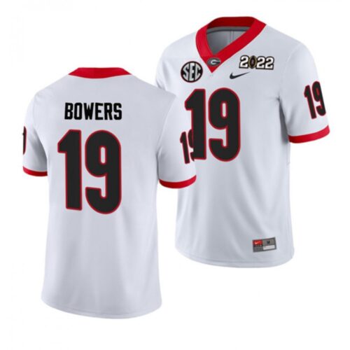 6861d94499a66_1 Men's Georgia Bulldogs #19 Brock Bowers 2022 Patch White College Football Stitched Jersey