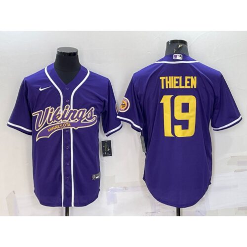 6861d9499217d_1 Men's Minnesota Vikings #19 Adam Thielen Purple Gold With Patch Cool Base Stitched Baseball Jersey
