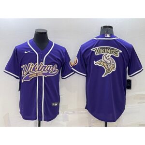 6861d9536ca92_1 Men's Minnesota Vikings Purple Team Big Logo With Patch Cool Base Stitched Baseball Jersey
