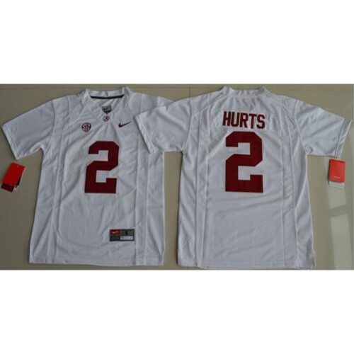 6861d98f1dd66_1 Crimson Tide #2 Jalen Hurts White Limited Stitched Youth NCAA Jersey