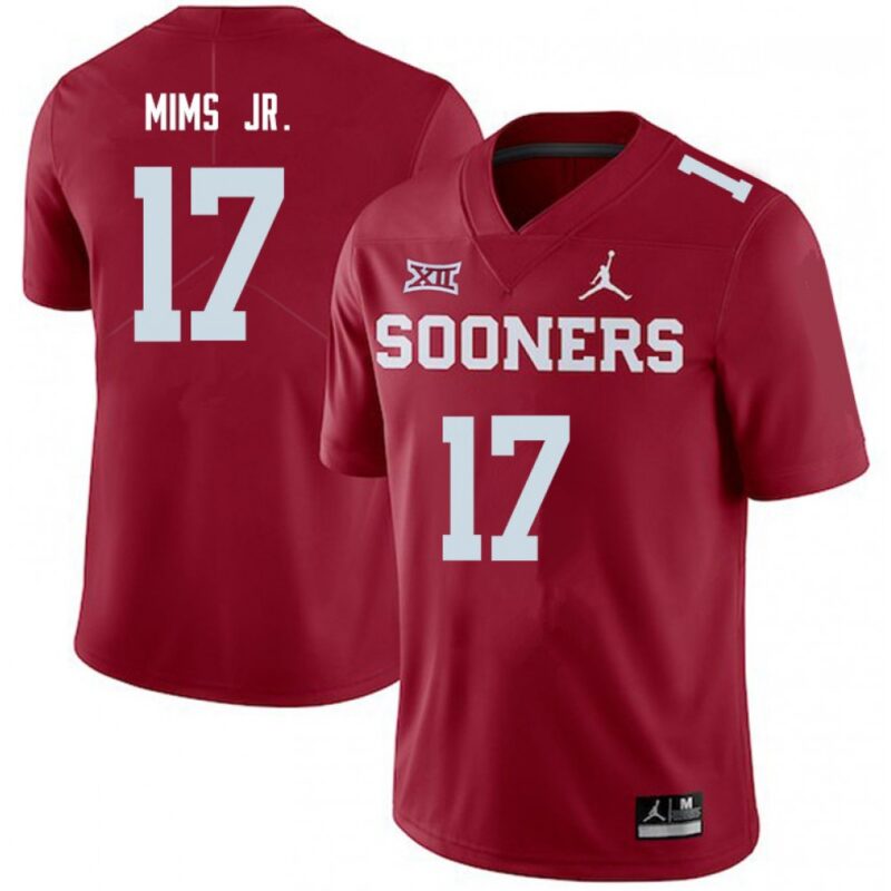 6861da2123da0_1 Men's Oklahoma Sooners #17 Marvin Mims JR. Red XII Stitched NCAA Jersey