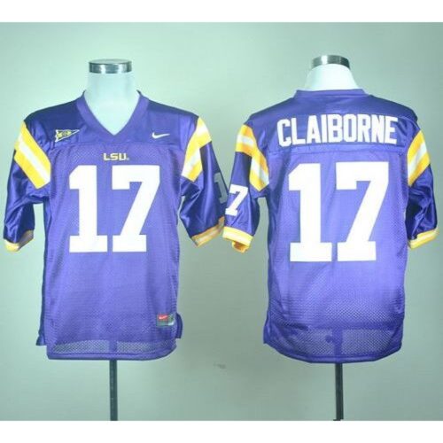6861da48781ff_1 LSU Tigers #17 Morris Claiborne Purple Stitched NCAA Jersey