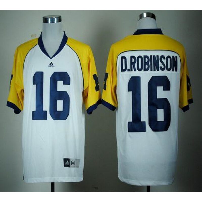 6861da9fa61e4_1 Wolverines #16 Denard Robinson White Cowboys Classic Stitched NCAA Jersey