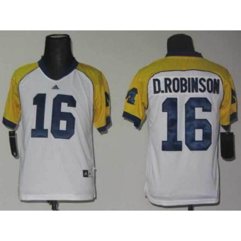6861daa5e79b3_1 Wolverines #16 Denard Robinson White Stitched Youth NCAA Jersey