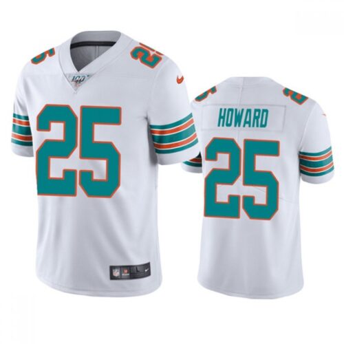 6861daae84f0a_1 Men's Miami Dolphins #25 Xavien Howard White 100th Season Vapor Limited Stitched Jersey