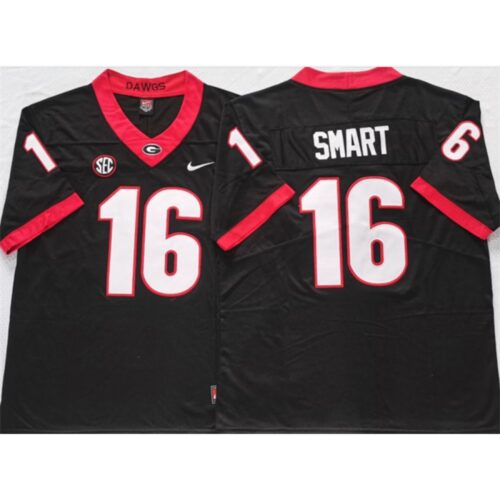 6861dac98a04d_1 Georgia Bulldogs #16 Smart Black Stitched Jersey