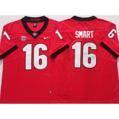 6861daccc9f82_1 Georgia Bulldogs #16 Smart Red Stitched Jersey