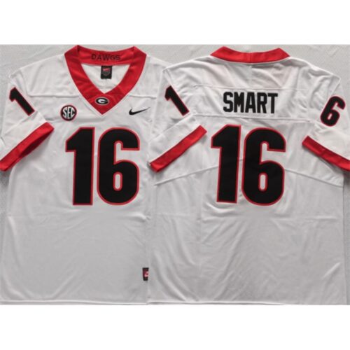 6861dad005053_1 Georgia Bulldogs #16 Smart White Stitched Jersey