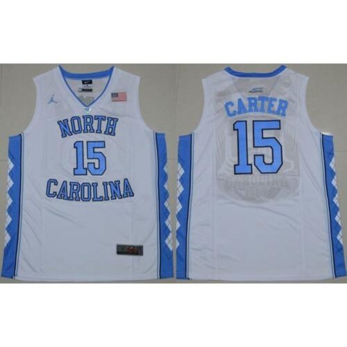 6861dae3d7775_1 North Carolina #15 Vince Carter White Stitched NCAA Jersey